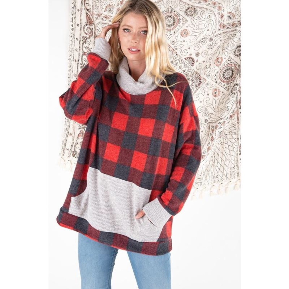 🔥HP!🔥 Oversized Buffalo Print Sweatshirt Top